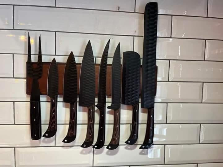 Custom handmade D2 steel kitchen chef set with leather roll