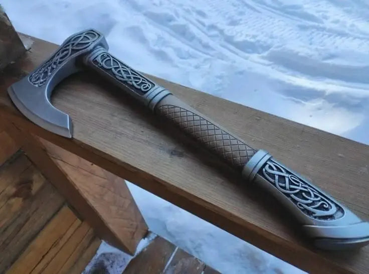 Custom handmade D2 steel viking axe with leather sheath - Image #2