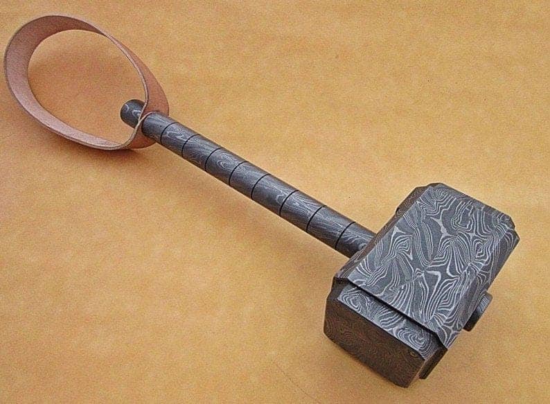 Custom handmade damascus steel hammer thor π