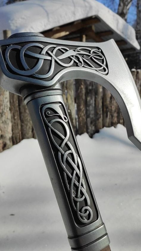 Custom handmade D2 steel viking axe with leather sheath
