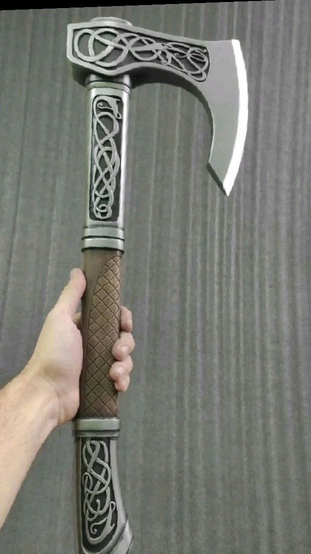 Custom handmade D2 steel viking axe with leather sheath