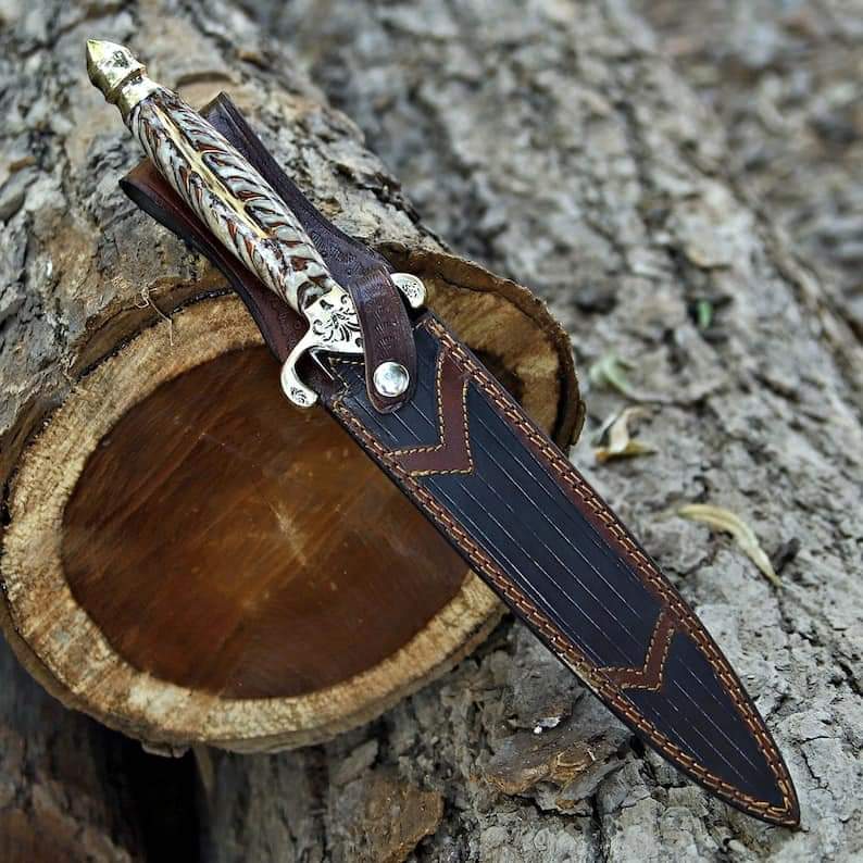 Custom Handmade D2 steel Dagger knife with sheath!