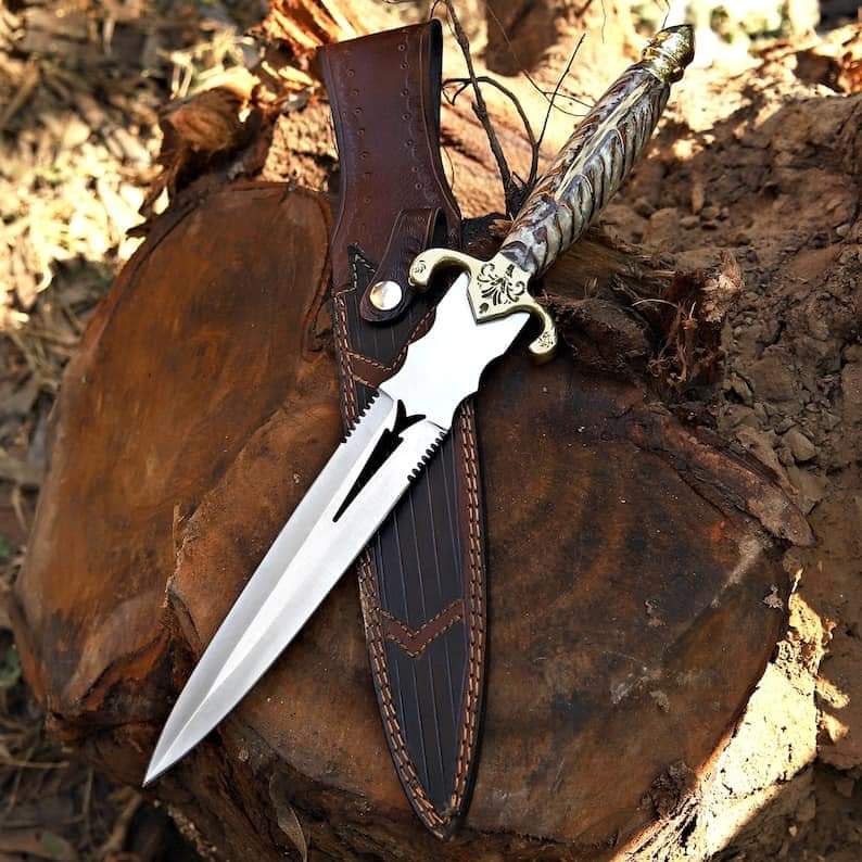 Custom Handmade D2 steel Dagger knife with sheath!