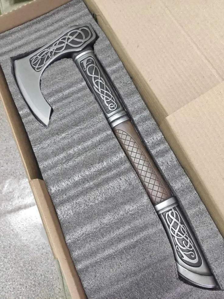 Custom handmade D2 steel viking axe with leather sheath - Image #1