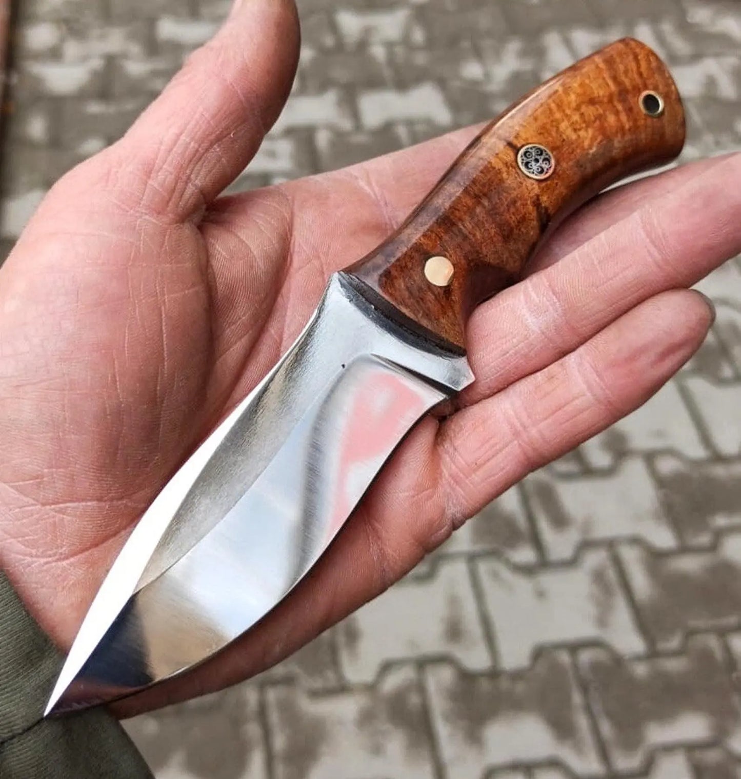 Custom handmade D2 Steel skinner knife with leather sheath - Image #1