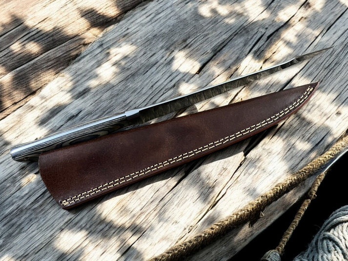 Custom handmade D2 steel fish fillet knife with sheath