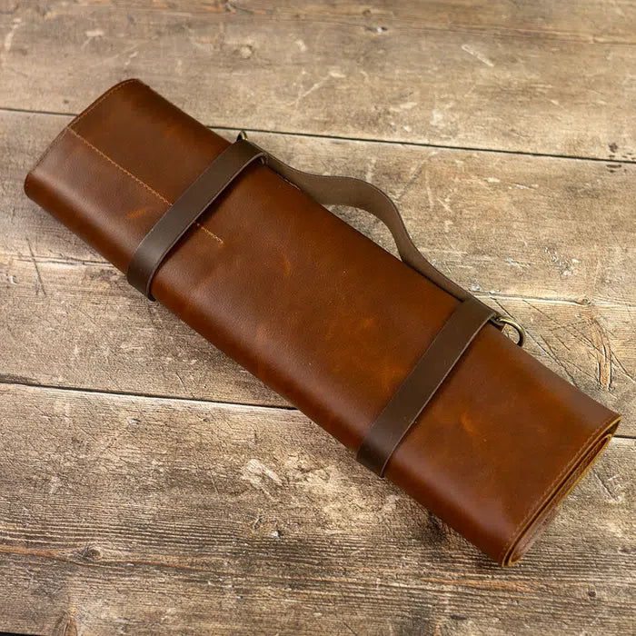 Custom handmade damascus steel kitchen chef set 05 pcs with leather roll