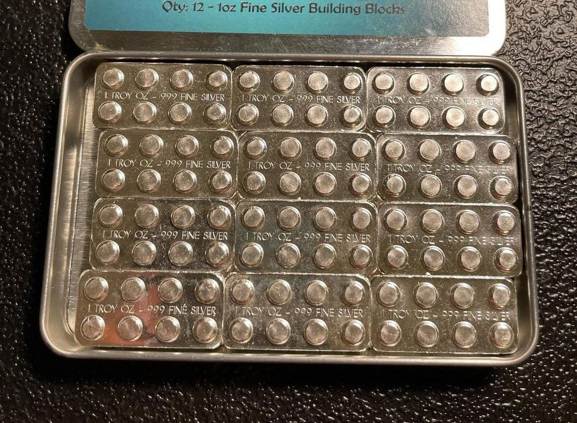 Silver Legos -Box of 12pcs-12oz Total weigh